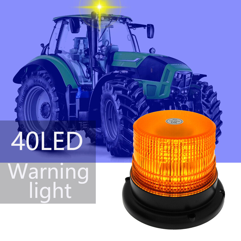Luz LED de seguridad para coche, iluminación de rescate, 40LED, 16 pies, faro magnético, cable recto, para carretilla elevadora, Tractor, carrito de Golf