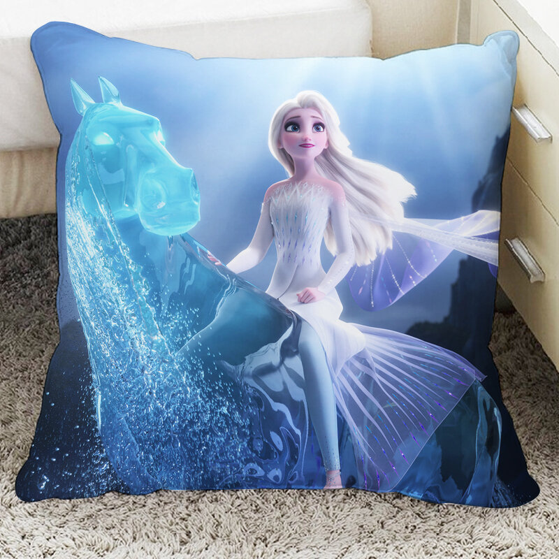 Disney Frozen2 Elsa Anna Girls Dekoratif/Sarung Bantal Tidur Siang Sarung Bantal Kartun Di Tempat Tidur Sofa Hadiah Ulang Tahun Anak-anak 40X40Cm
