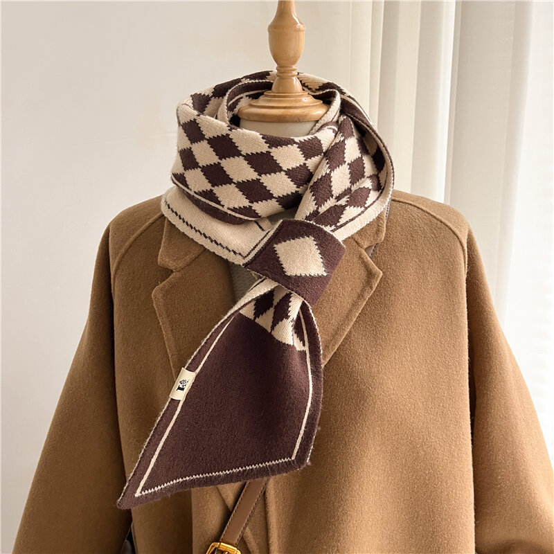 Роскошный мягкий кашемировый вязаный шарф для женщин дизайнерский Рисунок маленькая Женская шерстяная пряжа эластичный платок-бандана