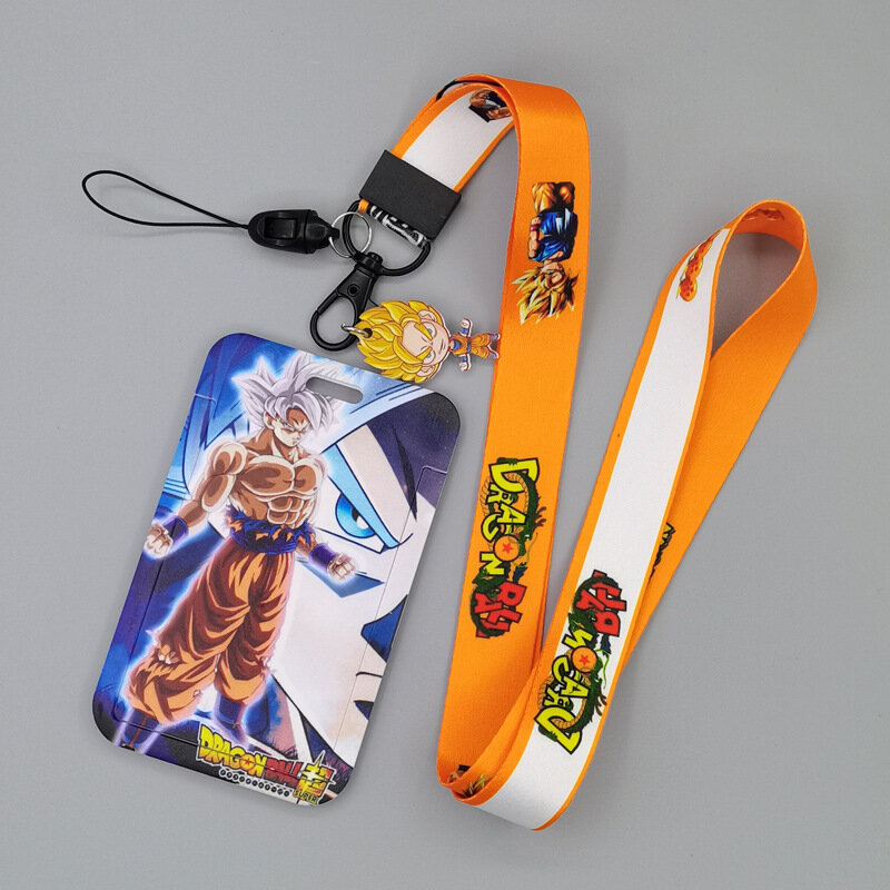 Dragon Ball Super Saiyan Anime Characters PVC Card Holder Student Outdoor Hard Case Hanging Neck Bag Card Cover Lanyard ID Card