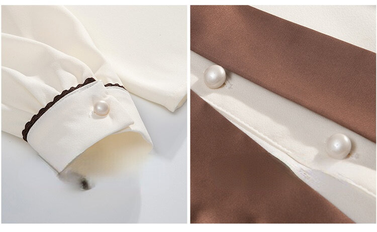 Veste Chic en mousseline de soie, chemise 2022 h,hai, 981-3, nœud contrasté avec perles, pour femmes, nouvelle collection printemps 0314