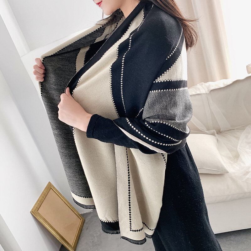 Wysokiej jakości ciepły kaszmir zimowy szalik dla kobiet luksusowe gruby koc szal Wrap Lady Pashmina szaliki Femme Foulard etole