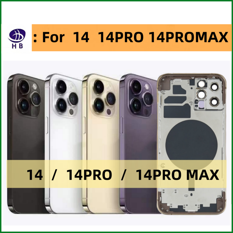 Penutup Baterai Rumah Belakang untuk iPhone 14 Pro 14Pro Max + Sasis Bingkai Tengah + dengan Tombol Samping + Baki SIM + Alat