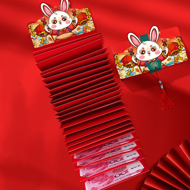 2023 Kaninchen jahr roter Umschlag falten chinesische Neujahrs dekorationen Hongbao Frühlings fest roter Sack umschlag