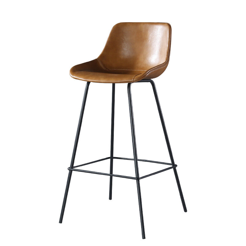 Silla de pie alto de Arte de hierro, Banco de Bar personalizado, respaldo alto Vintage para el hogar, silla de Bar de lujo ligera