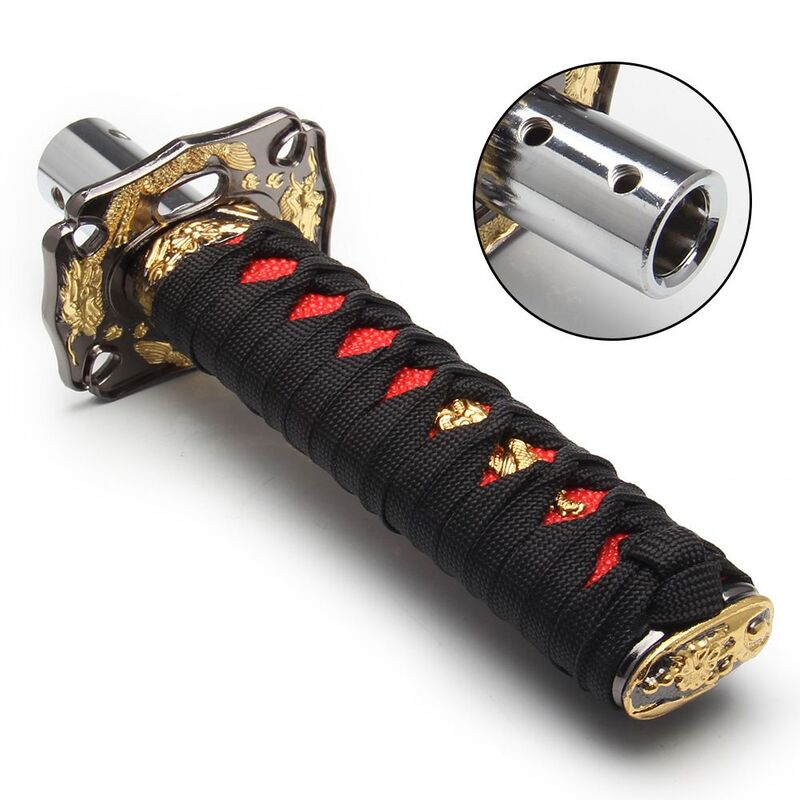 Universal JDM samurai Schwert Schaltknauf 100mm/150mm/200mm Katana Schalthebel Mit 4 Adapter und EINE Schlüssel + 6 Schrauben (3 Farben)