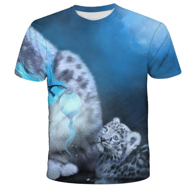 Letnie chłopcy T-shirt zwierząt lew graficzne t-shirty moda dziecięca Casual topy Tee harajuku drukowanie 3D streetwear dziewczyny t-shirty
