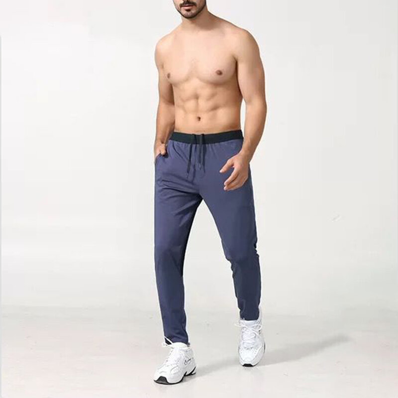 Grandes calças esportivas tornozelo comprimento elástico respirável cor sólida fino ajuste masculino jogger calças moletom casual caminhadas acampamento