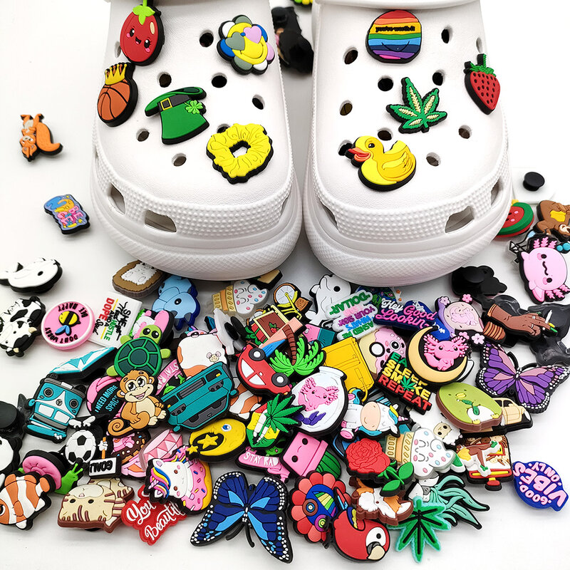 Vendita calda 30-500 pezzi negozio casuale merci scarpe Charms Fit Croc Charms accessori per scarpe in PVC decorazione jibz regalo per feste per bambini