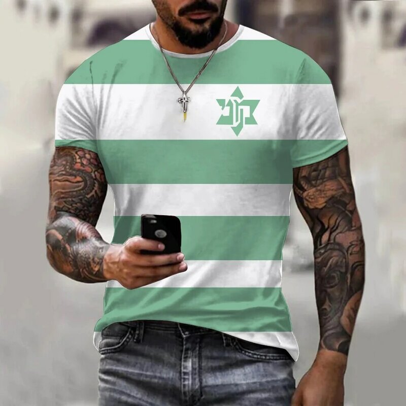 2022 New Summer Maccabi Haifa T Shirt Men's T-shirt Israel 3d Print T Shirt Sports Short Sleeve Graphic T Shirts Breathable Tops