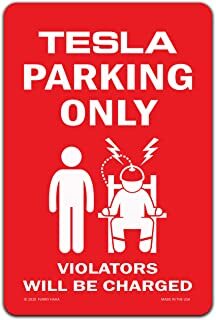 Voss Collectables Tesla Car Reserved Parking only Aluminum Sign with All Weather UV Protective