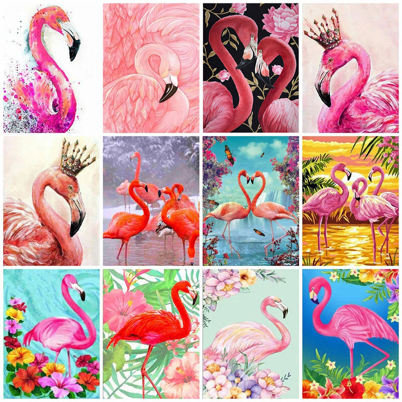 EverShine 5D diament malarstwo Flamingo diament ptak haft zwierząt obraz haft krzyżykowy dżetów pełny kwadratowy wystrój domu