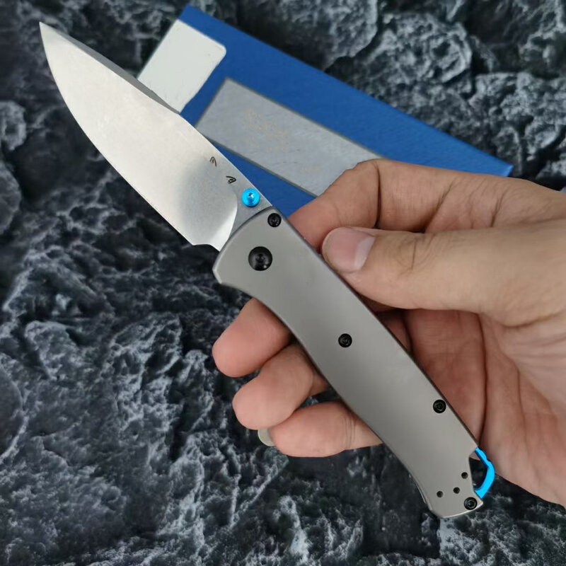 D2 Blade-cuchillo plegable táctico BM 535 TC4, mango de aleación de titanio, lavado de piedra, Mini cuchillos de bolsillo de seguridad para exteriores, herramienta EDC
