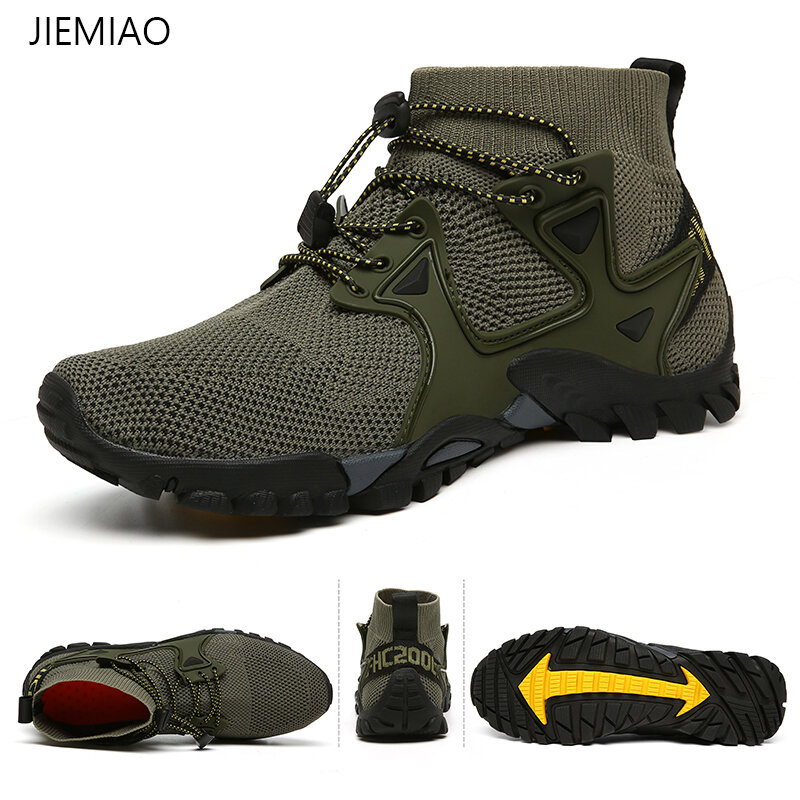 JIEMIAO Sepatu Hiking Trekking Berpori Jaring Sneakers Pria Wanita Sepatu Olahraga Mendaki Gunung untuk Musim Panas Luar Ruangan Ukuran 36-47