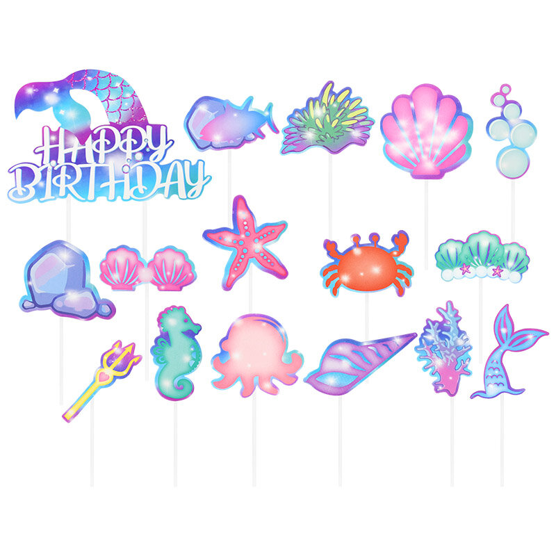 Mermaid Thema Partij Decoratie Banner Vlag Ballon Oceaan Zee Dier Cake Topper Kinderen Verjaardagsfeestje Baby Shower Decoratie