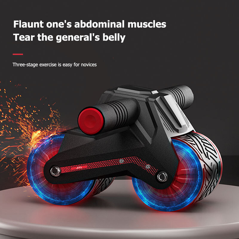 Abdominal Muscle Wheel Durable Muscle Stretch Roller Antiskid Plastic with Kneeling Pad Automatic Rebound for Training Equipment