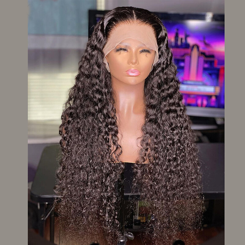 26Inch 180%Density Long Kinky Curly Synthetic Lace Front Wig For Women With Baby Hair Heat Resistant Fiber Hair Daily Wig