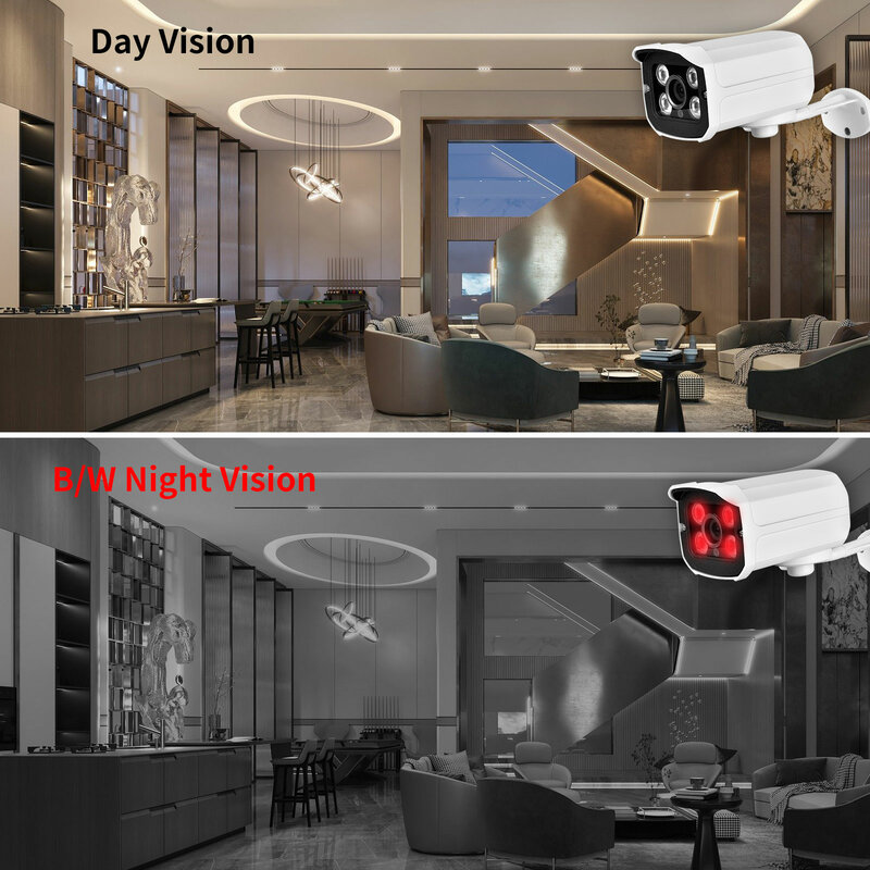Cámara IP 4K HD Onvlf para exteriores, sistema de vigilancia CCTV tipo bala con visión nocturna IR, cámara inalámbrica de 5MP y detección facial