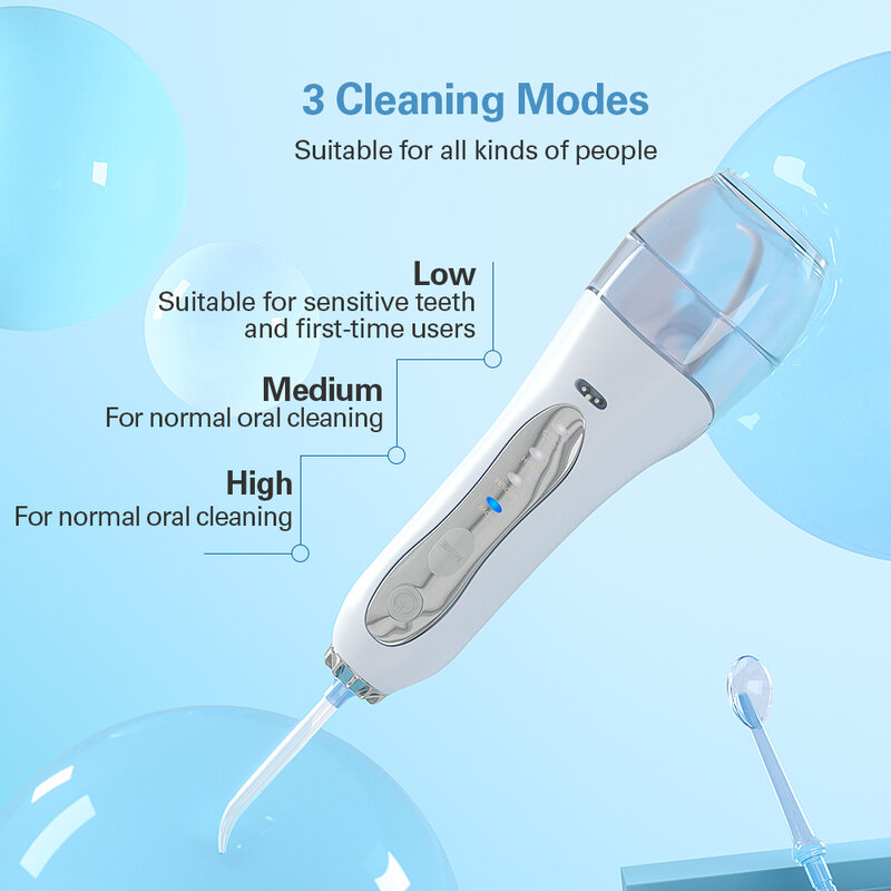 Azdent elétrico portátil irrigador oral 3 modos de água sem fio dental flosser usb recarregável dentes boca mais limpa 300ml
