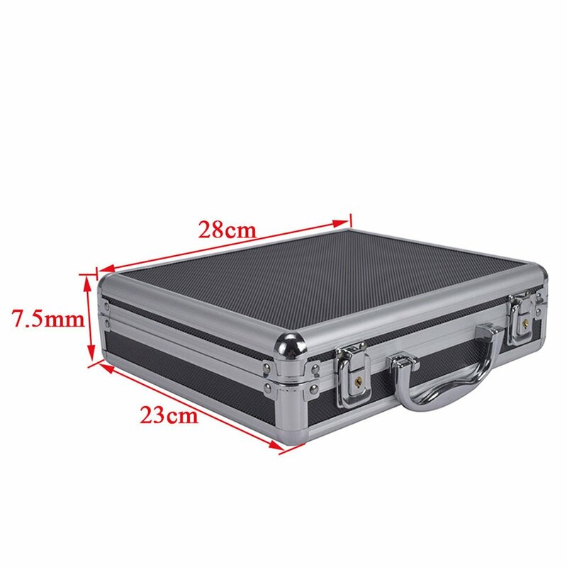 Draagbare Plastic Aluminium Toolbox Koffer Slagvast Veiligheid Instrument Case Opbergdoos Met Spons Voering 28Cm