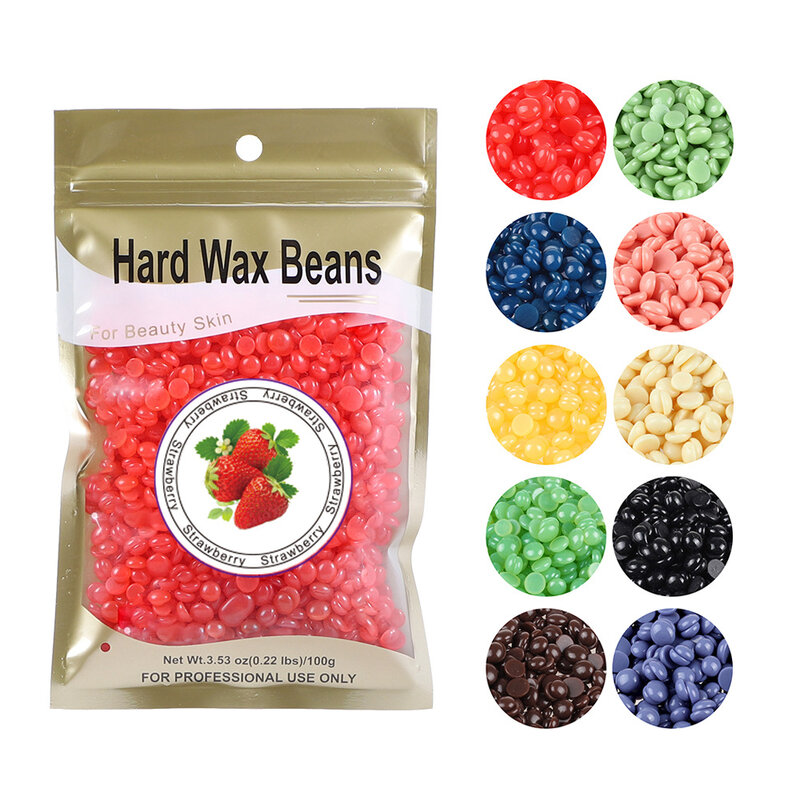 Dehairing Wax Bean 100g Solid Hard Wax depilazione per tutto il corpo Wax Therapy sacchetto di granuli confezionato In 10 colori di fagioli di cera