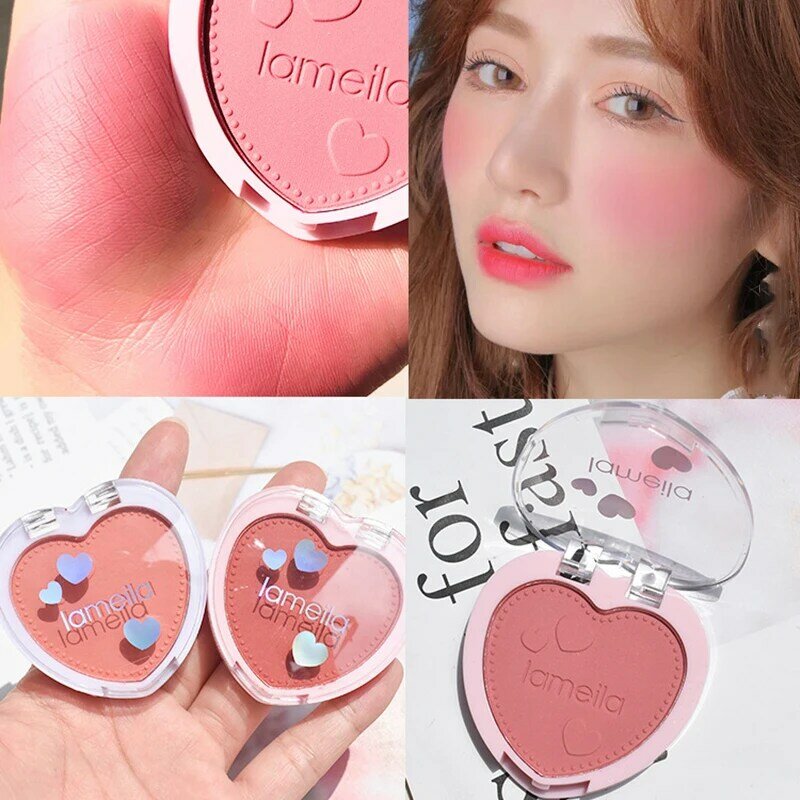 New 4Colors Rouge Blush Plate Girl Love Pink Gloss Waterproof Lasting Nude Makeup Repairing Monochrome Beginner1 Box Cheap