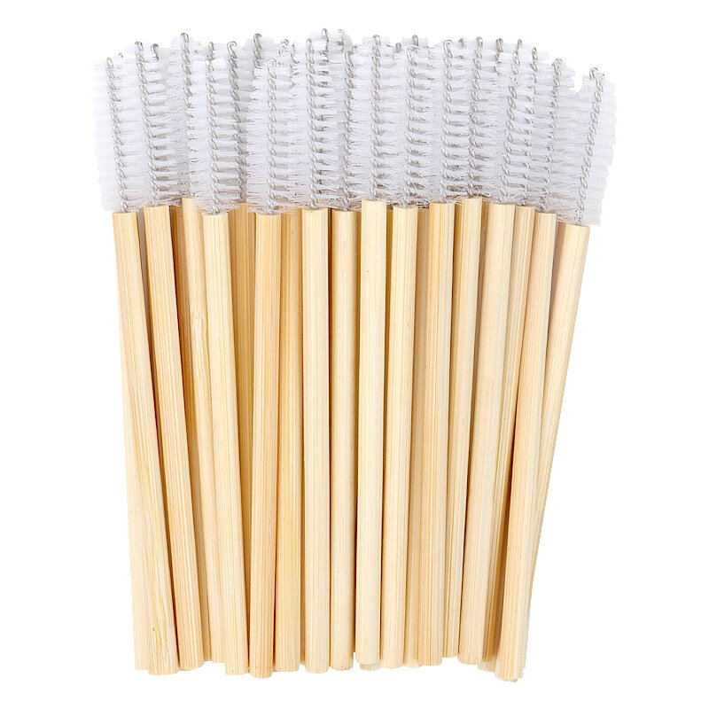 100 pcs Professional Bamboo Handle Disposable Eyelash Brushes Eyebrow Extension Mascara Wands Applicator Women Makeup Tools