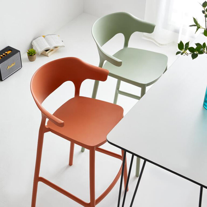 Taburete nórdico minimalista para Bar, silla De plástico para escritorio frontal, pies altos personalizados, 2022