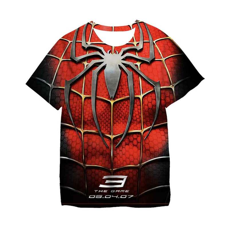 Футболки для маленьких девочек и мальчиков, футболки с супергероями Marvel, Человек-паук, 3, 4, 5, 6, 7 дюймов, детская одежда, топы, футболки, одежда Мстителей