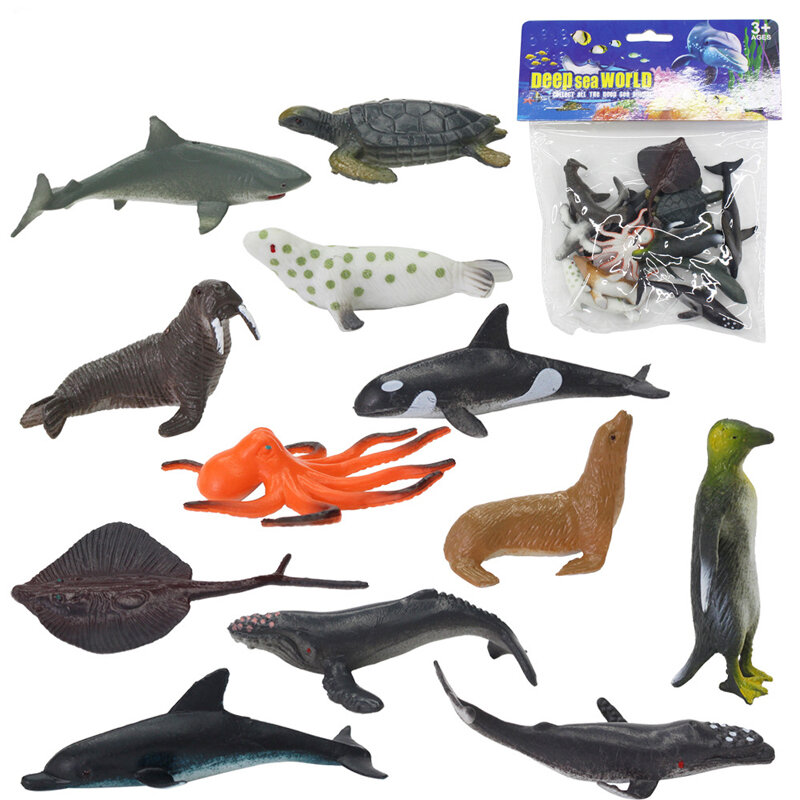 12 sztuk/zestaw świat zwierząt Model Zoo dzikie zwierzę ryby owad motyl pcv figurka miniaturowe figurki zabawki edukacyjne dla dzieci
