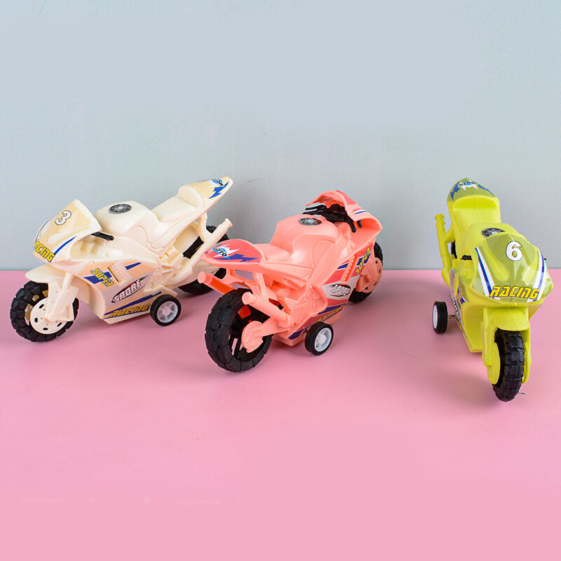 Bicicleta de Motor de plástico divertida, modelo en miniatura, rompecabezas, vehículos de juguete, moda clásica para niños, juguete de motocicleta inercial al azar