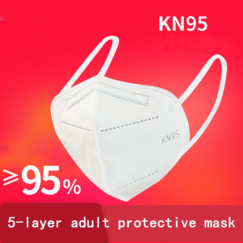 Mascarilla ffp2 reutilizable para adultos, máscara con respirador, 5 capas, certificado CE, kn95, color blanco, de 10 a 300 piezas