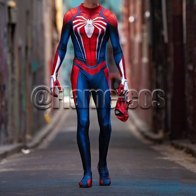 Spiel PS4 Spiderman Cosplay Kostüm Superheld Zentai Anzug für Jungen Männer Bodysuit Erwachsene Kinder Party Overall Halloween Kostüme