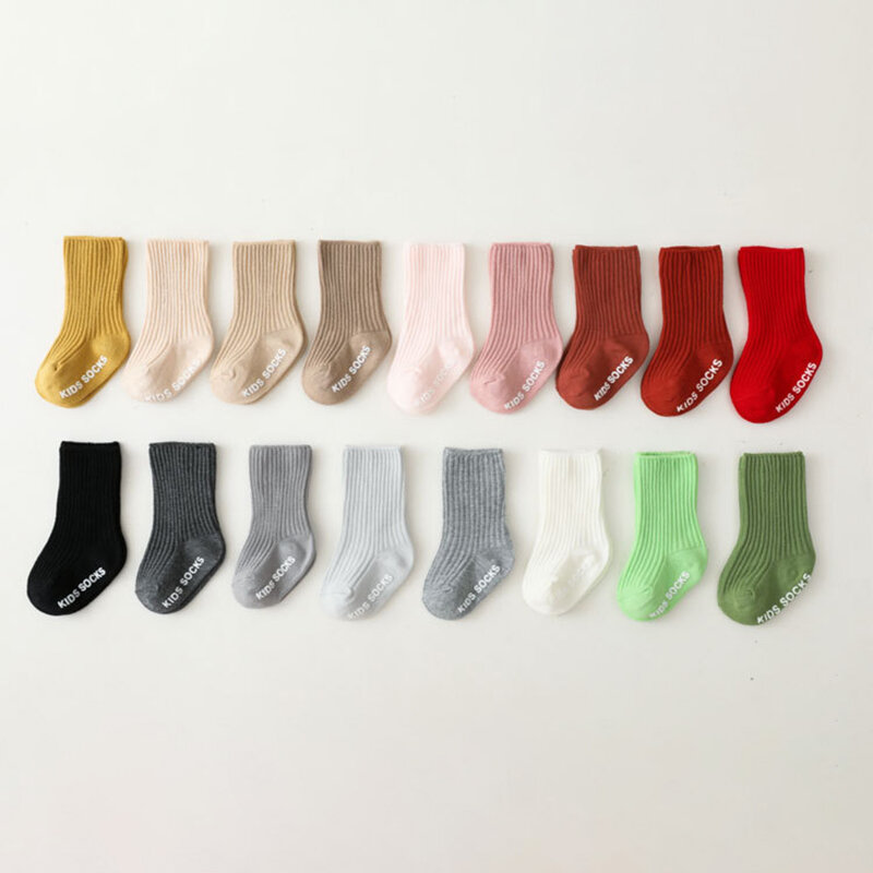 Детские носки для новорожденных, Детские хлопковые носки для мальчиков и девочек, носки до щиколотки, нескользящие носки для пола для младенцев