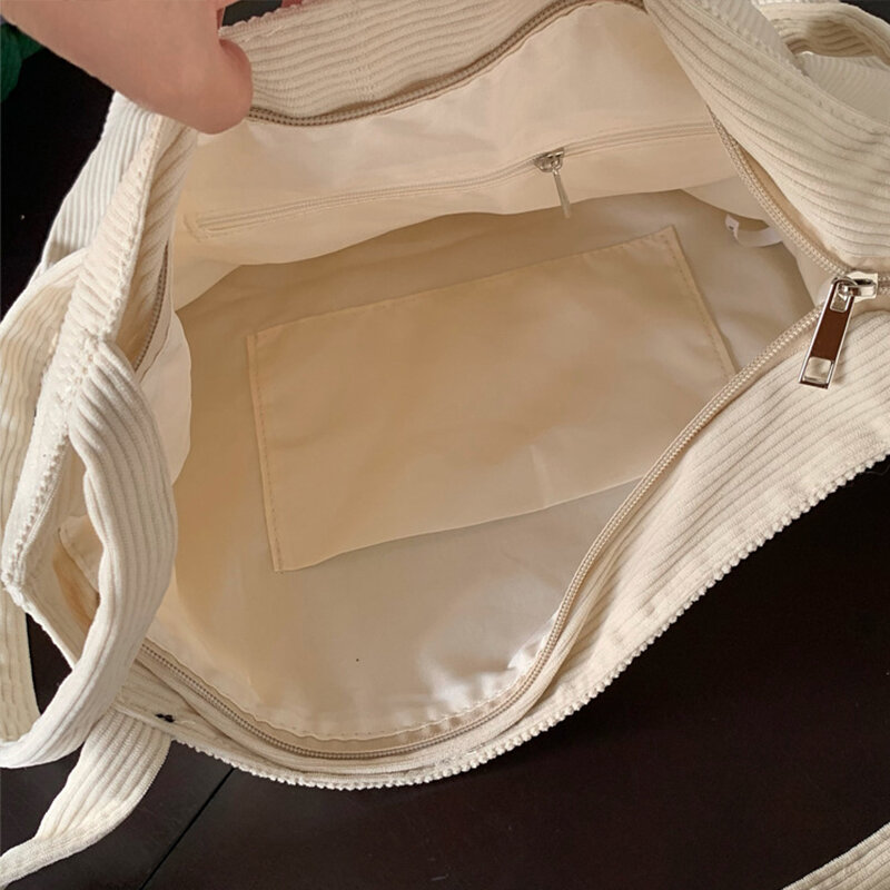 Große Kapazität Umhängetaschen für Frauen weibliche Handtaschen 6 einfarbige Cord-Tasche lässige Leinwand Umhängetaschen Frau große Bolas
