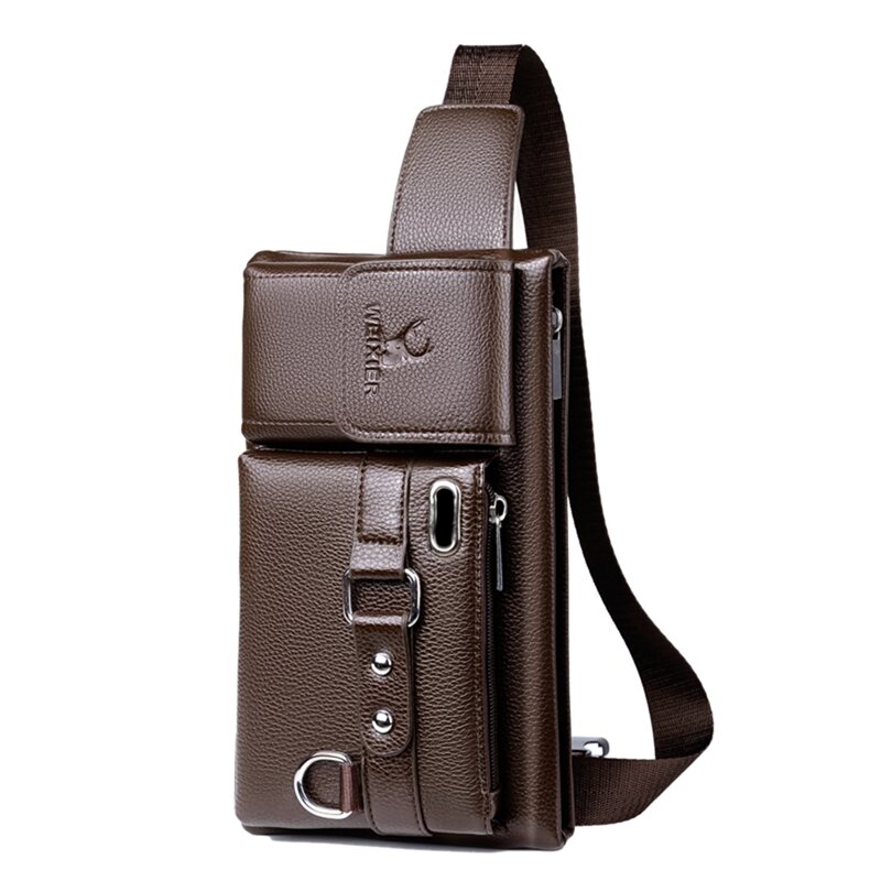 WEIXIER 브랜드 유니섹스 싱글 숄더 다기능 대용량 허리 가방, 남성용 가슴 가방, 캐주얼 메신저 가방 지갑
