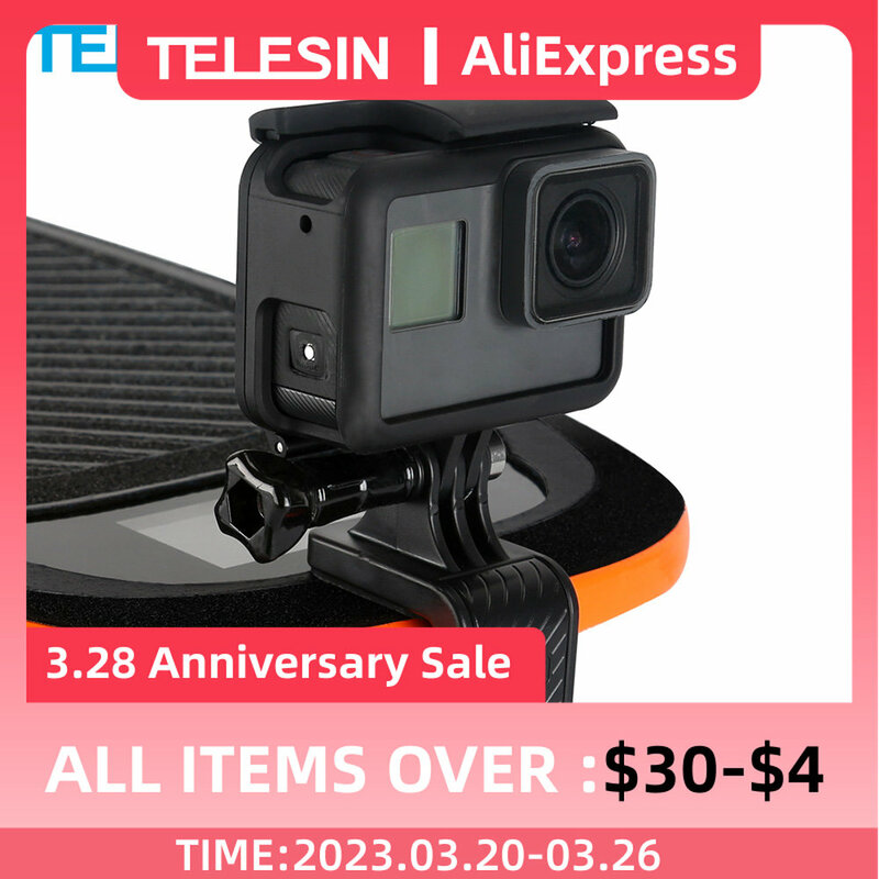 TELESIN-스케이트 보드 서핑 보드 마운트 홀더 클립 8mm-15mm, 고프로 히어로 11 10 9 8 7 6 5 4 Insta360 Osmo 액션 카메라 액세서리