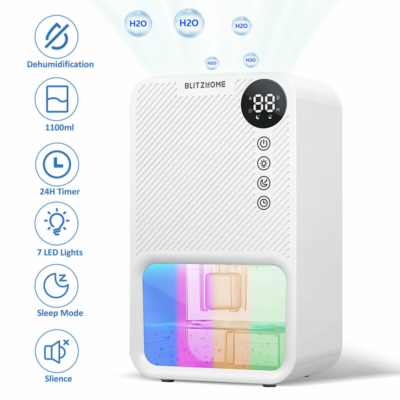 1100ml desumidificador absorventes de umidade secador de ar com luz colorida desumidificador de ar silencioso para casa quarto banheiro guarda-roupa