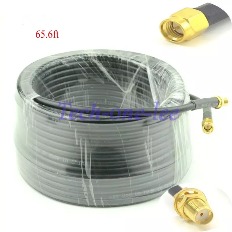 2 pieces 65.6ft Antenna Extension SMA Male Plug to SMA Female Jack Cable crimp Jumper RG58 20M