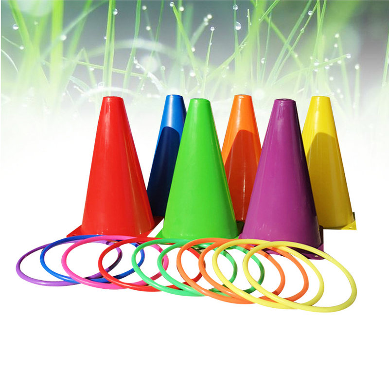 1 Set Children Ring Toss Game Funny Educational Family Parent-child Ring Tossing (6pcs Throwing Buckets + 10pcs Rings)