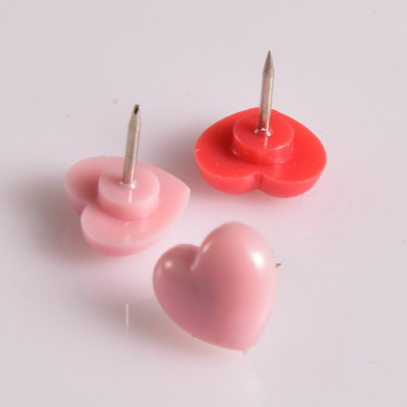 50 Stuks Plastic Hartvormige Punaises Kurk Boord Veiligheid Gekleurde Push Pins Tack Glad Platte Kop Pushpins