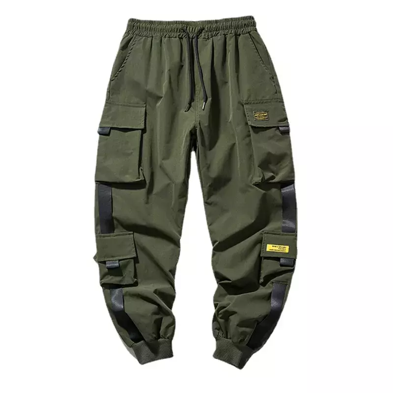 New Joggers Cargo Pants for Men Casual Hip Hop Pocket Male Trousers Sweatpants Streetwear Ribbons Techwear Pants