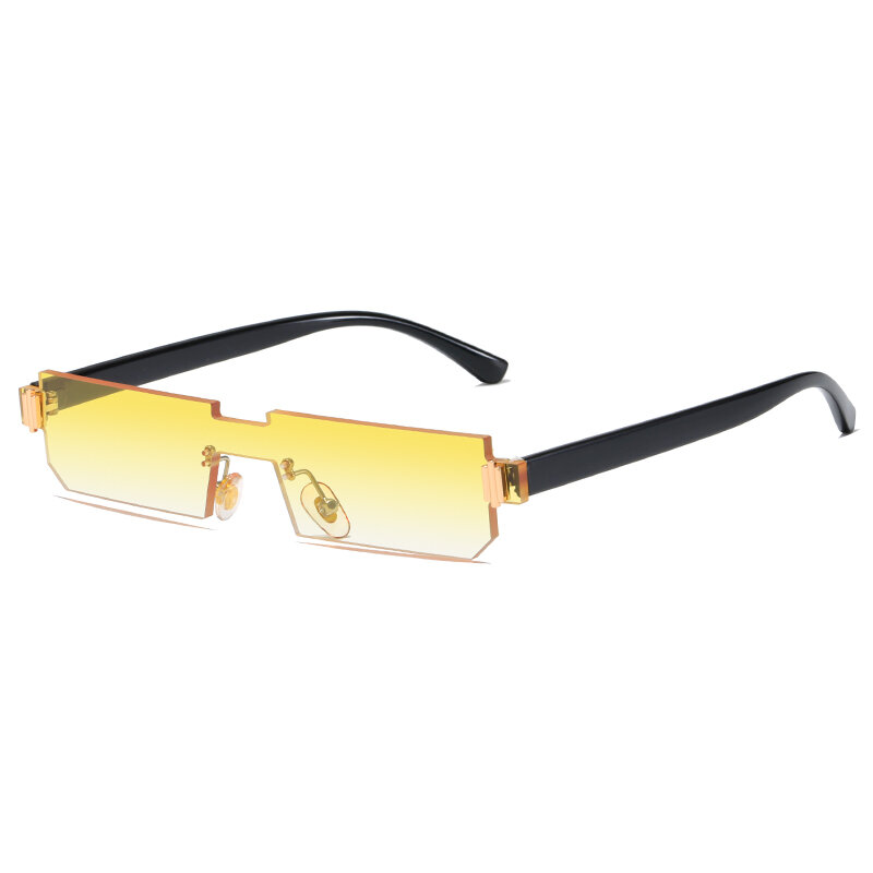 แฟชั่นสแควร์ขนาดเล็กแว่นตากันแดดผู้หญิง Retro Vintage One Piece Rimless แว่นตากันแดดผู้ชาย Clear สีชมพู Shades UV400แว่นต...