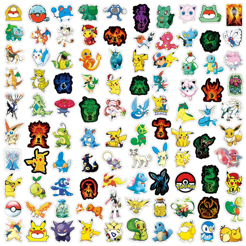 Pegatinas de dibujos animados de Pokémon para niños, calcomanías de Pikachu para monopatín, motocicleta, portátil, teléfono, coche, mezcla de 10/30/50/100 piezas