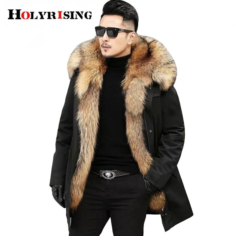 Holyrising jaqueta masculina casaco de pele do falso inverno algodão casual grosso inverno parkas jaquetas 19257 desconto
