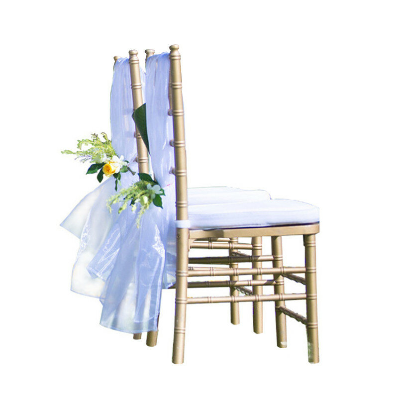 Szybka wysyłka 50/100 sztuk Organza szarfy na krzesła weselne krzesła ślubne węzeł na wesele dekoracja hotelu dostaw hotelowych
