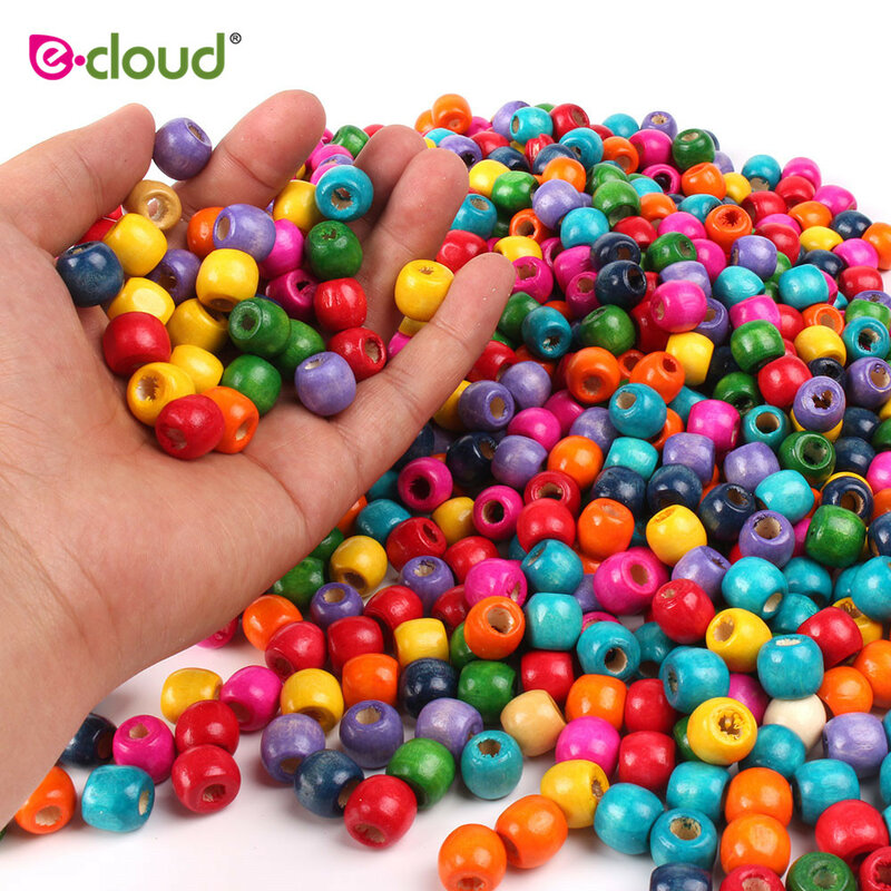 1000Pcs Mixed Color Wooden Hair Beads Braiding 6mm 8mm Hole Dreadlock Bead Ring Tubes For Braiding Hair Extension Accessories