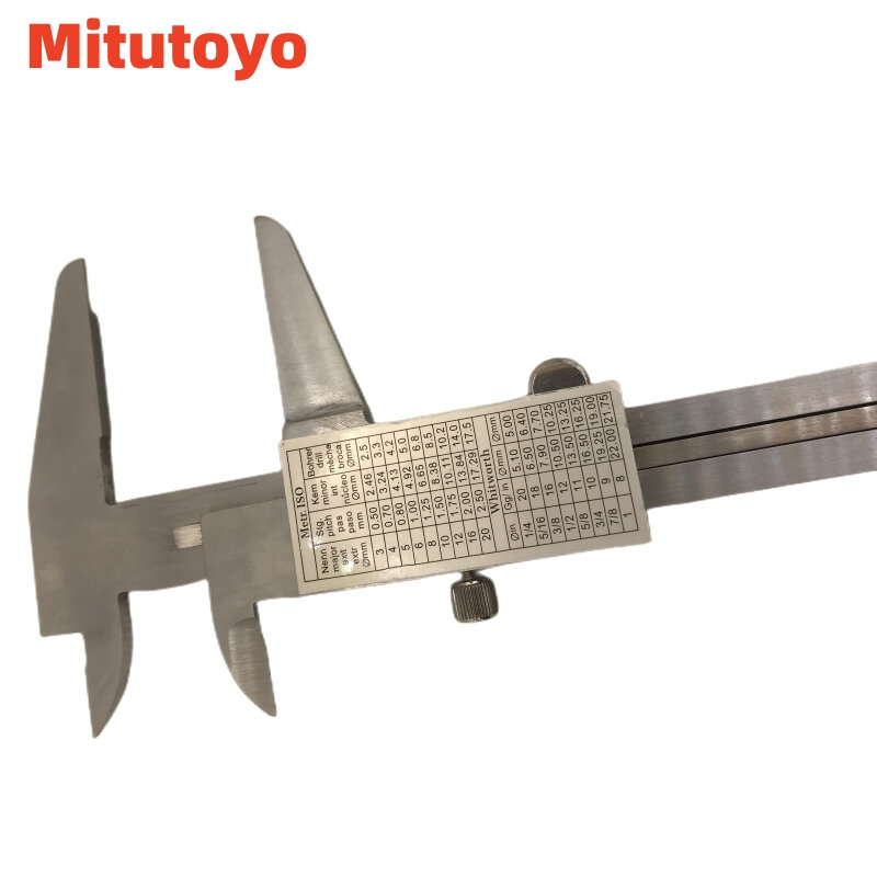 Mitutoyo-Profundidade interna e externa de aço inoxidável Vernier Caliper, ferramenta de medição, métrica 8 ", 0-200mm Range, 150mm, 0.02, 530-118
