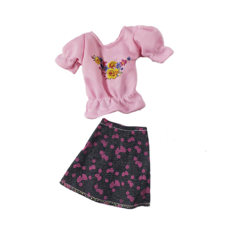 NK Offizielle 1 Pcs Mode Rock Rosa Hemd Jeans Kleid Party Kleidung Für Barbie Puppe Zubehör Dressing Up Spielzeug