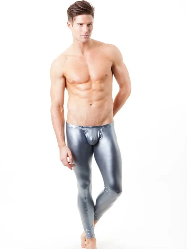 Pantalon Slim en Faux cuir noir pour homme, Leggings Sexy, tendance